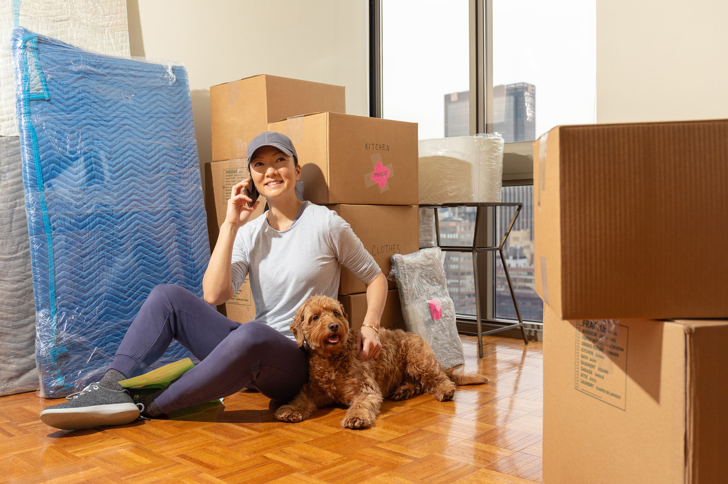 Person and Dog Sitting on Floor
